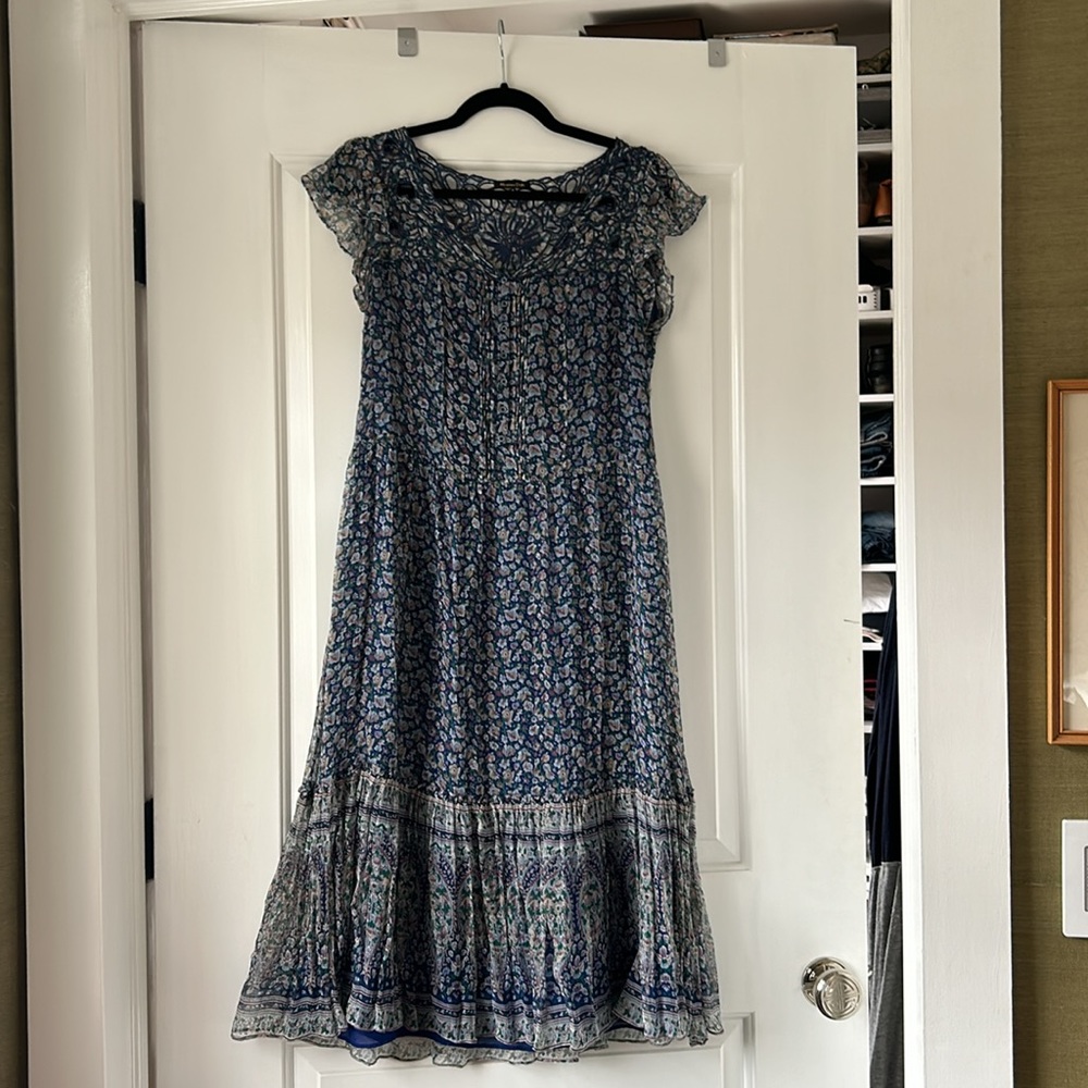 Massimo Dutti Blue Floral Midi Dress